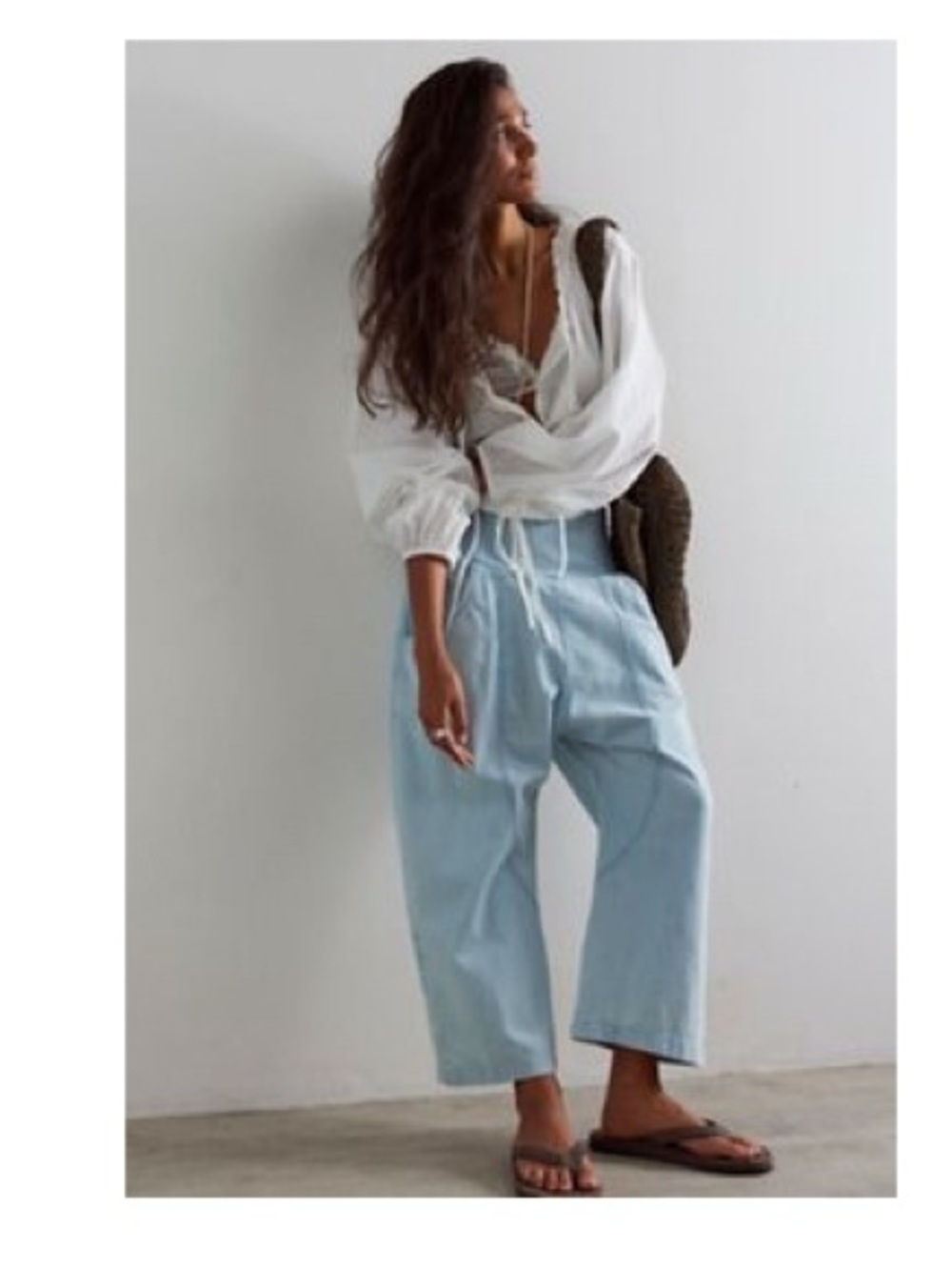 Free People Light Blue Denim Wide Leg Jeans